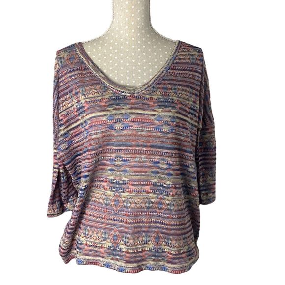 Zara Tops - Zara Multicoloured Knit Top Small Aztec Pattern Size Small V Neck Oversized